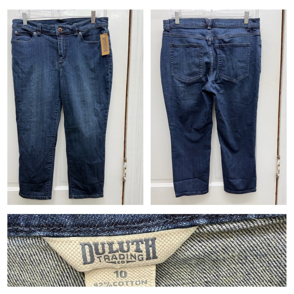 Duluth Trading Co Daily Denim Capri Jeans Womens 10 Blue Stretch Cropped NEW